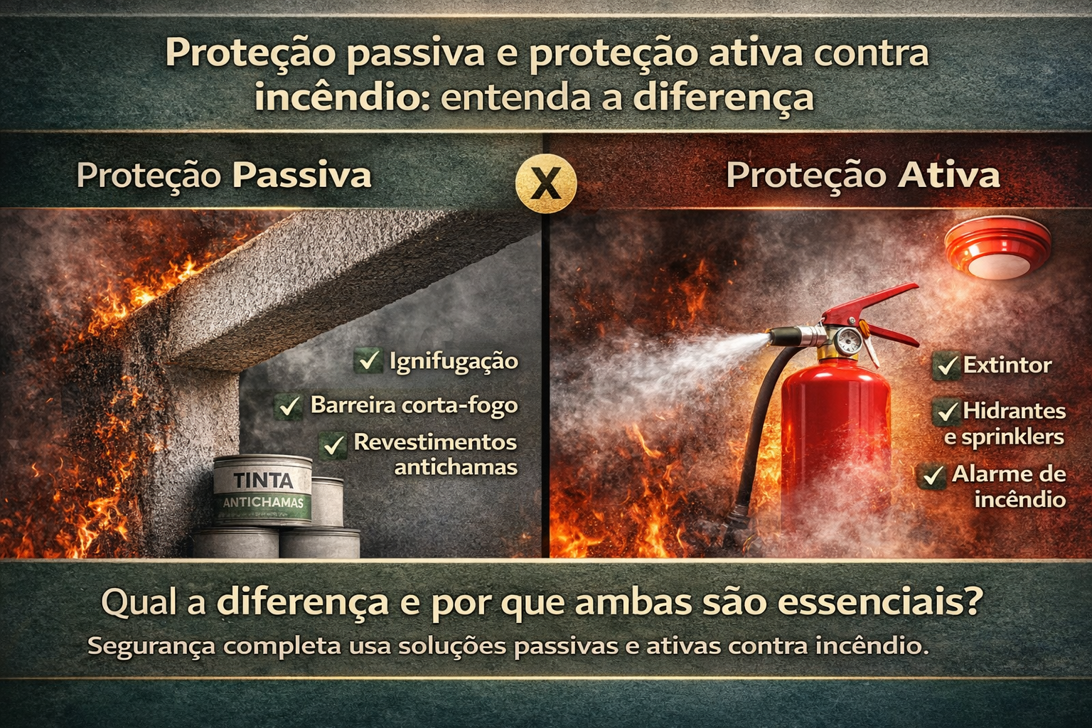 Proteção passiva e proteção ativa contra incêndio: qual a diferença e por que ambas são essenciais?
