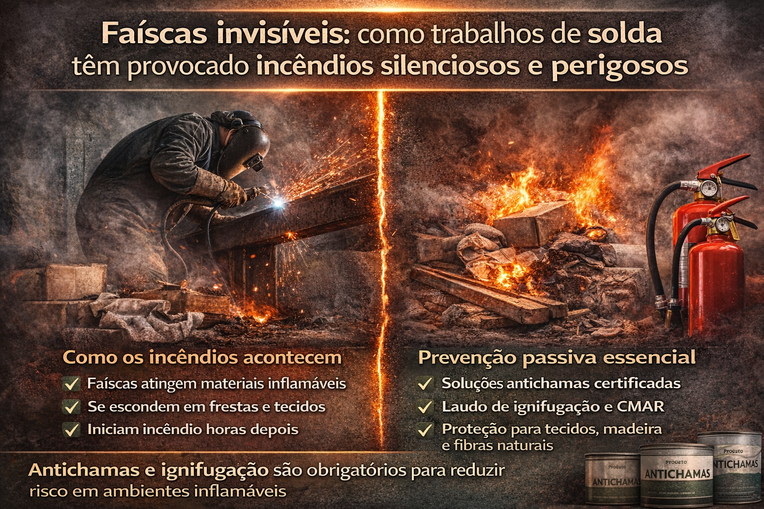 Faíscas invisíveis: como trabalhos de solda têm provocado incêndios silenciosos e perigosos